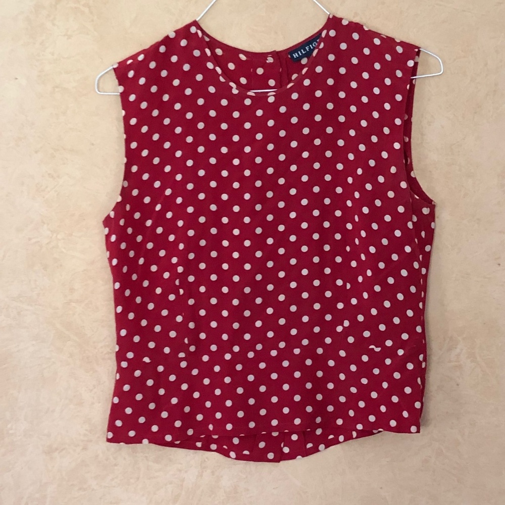 Hilfinger Sleeveless red with white polka dot top